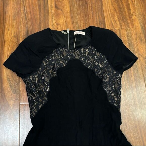 Rebecca Taylor Crepe & Lace black lace detail short sleeve dress NWT - Picture 4 of 7
